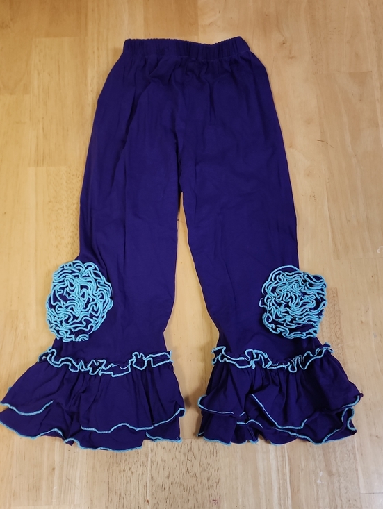 Source Unknown Other - Boutique Clothing Purple & Teal Ruffle Rosette Pants Girls Size 6XC EUC